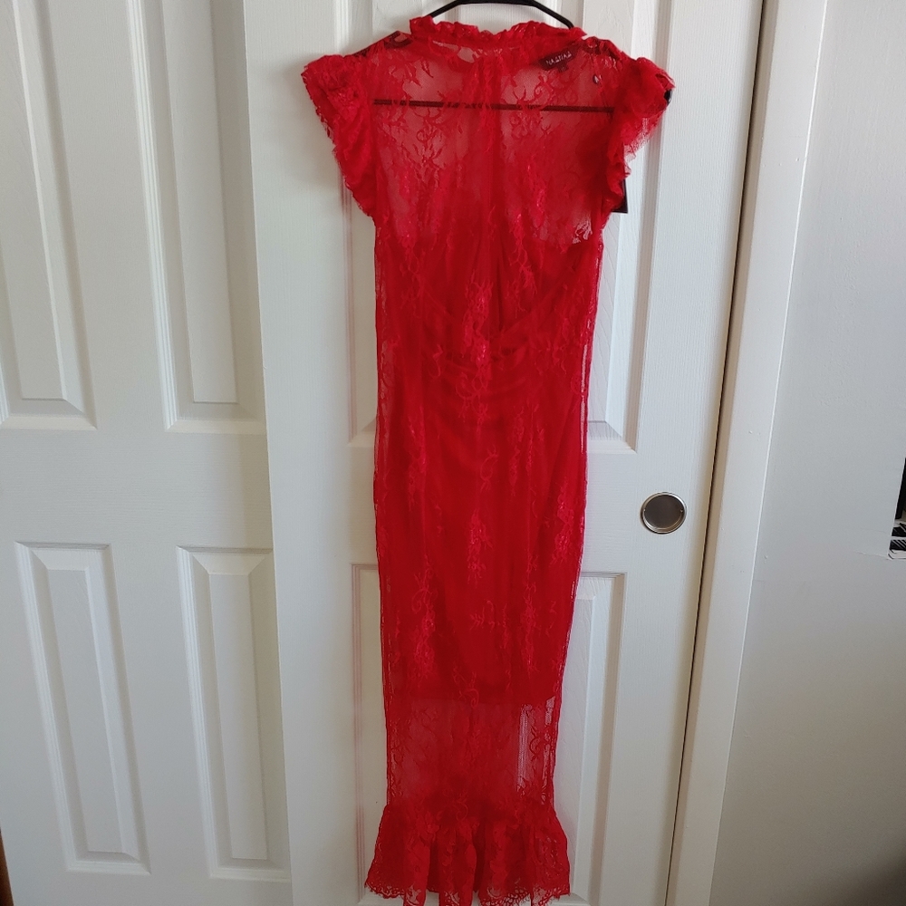 Asos NaaNaa Red Lace Bodycon Dress